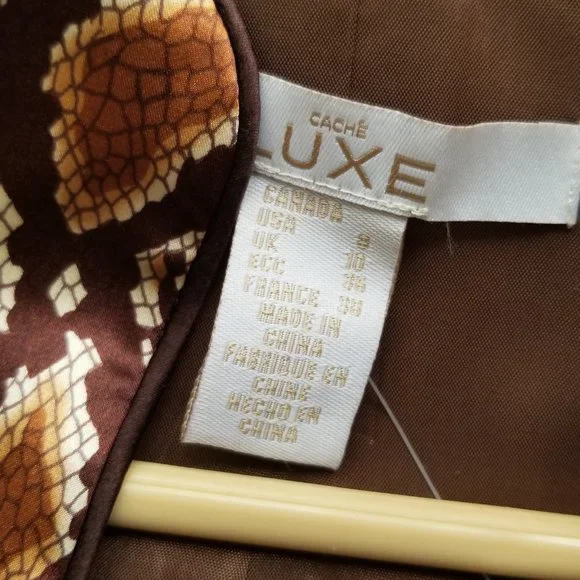 Cache Luxe Asian Animal Print Silk Jacket sz 8 New $258